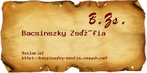 Bacsinszky Zsófia névjegykártya